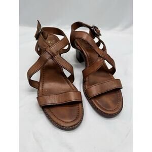 FRYE WOMEN'S DANI CRISS CROSS SANDALS Brown LEATHER- 8M Summer Wedding Boho